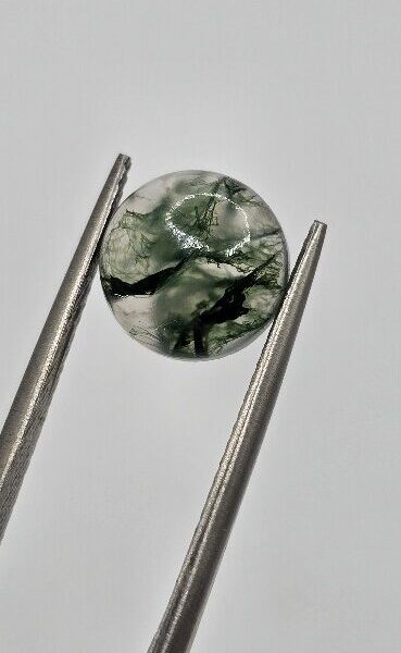 9mm round moss agate cabochon, high quality