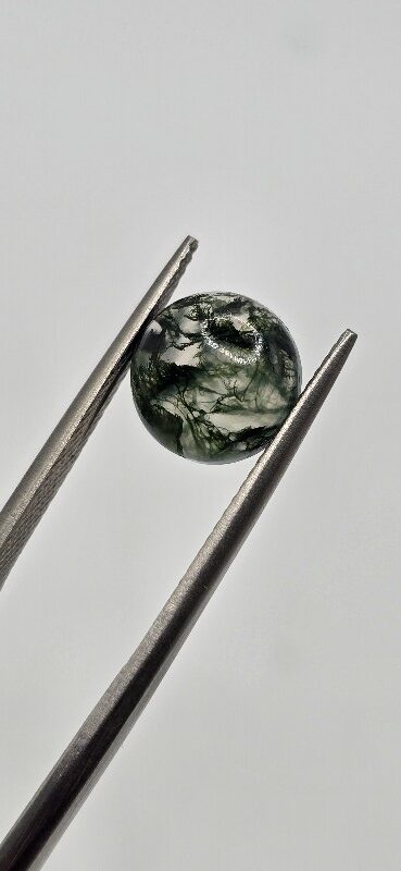 9mm round moss agate cabochon, high quality