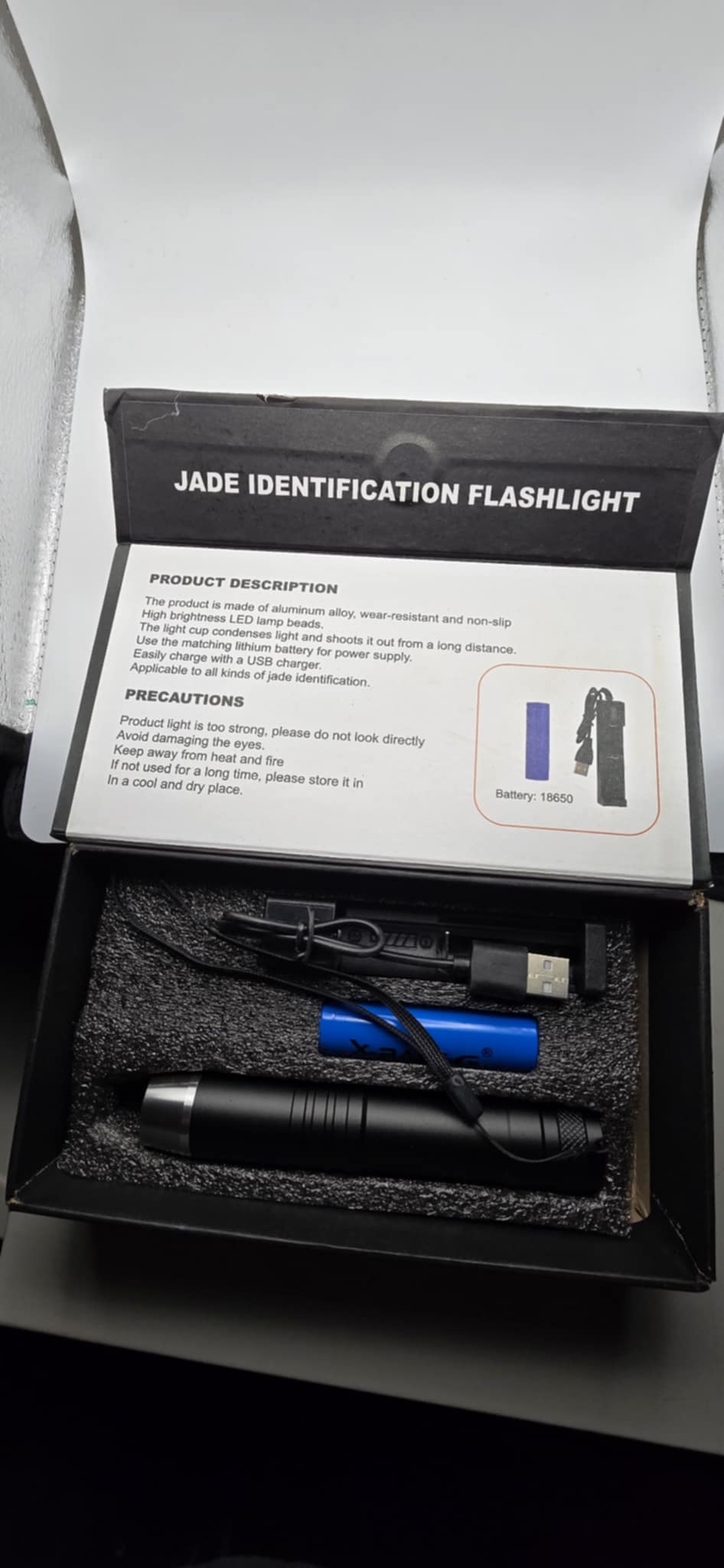 Jade & coloured stone inspection flashlight