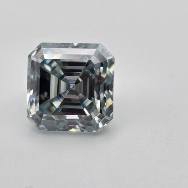 8mm asscher-cut pale blue moissanite facet - budget line