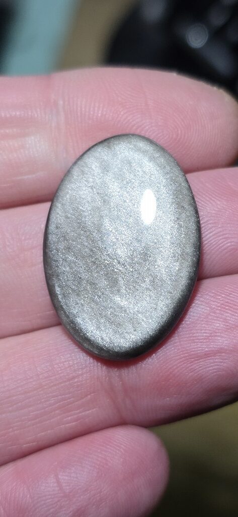 31x22mm silver sheen obsidian cabochon