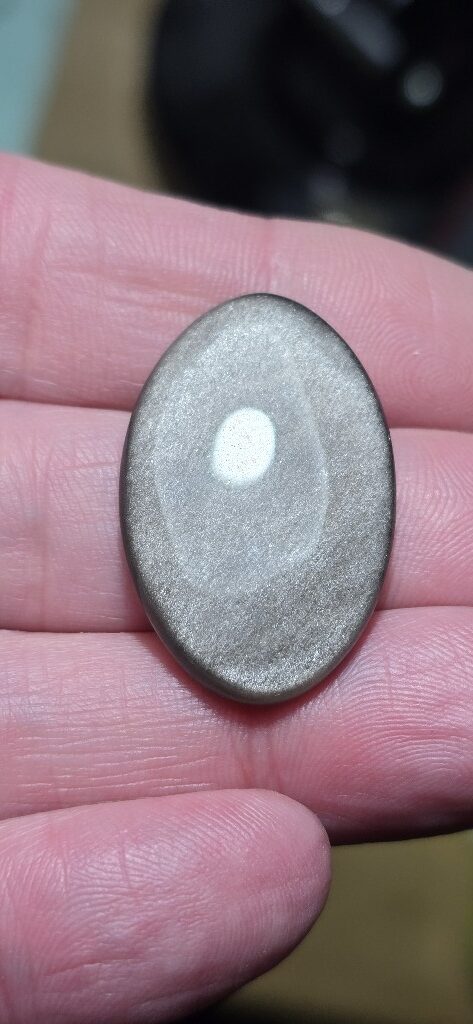 33x21mm silver sheen obsidian cabochon