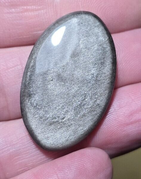 37x23mm silver sheen obsidian cabochon