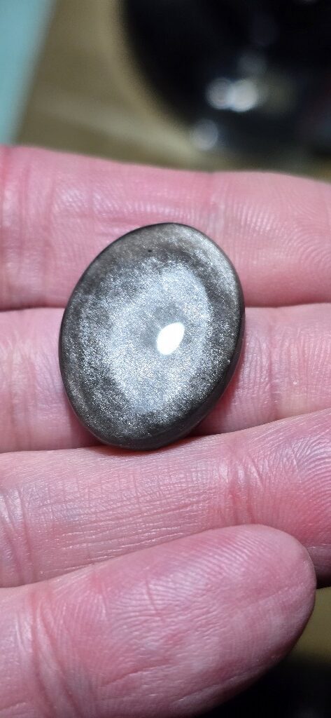 26x20mm silver sheen obsidian cabochon