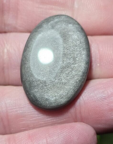 31x21mm silver sheen obsidian cabochon