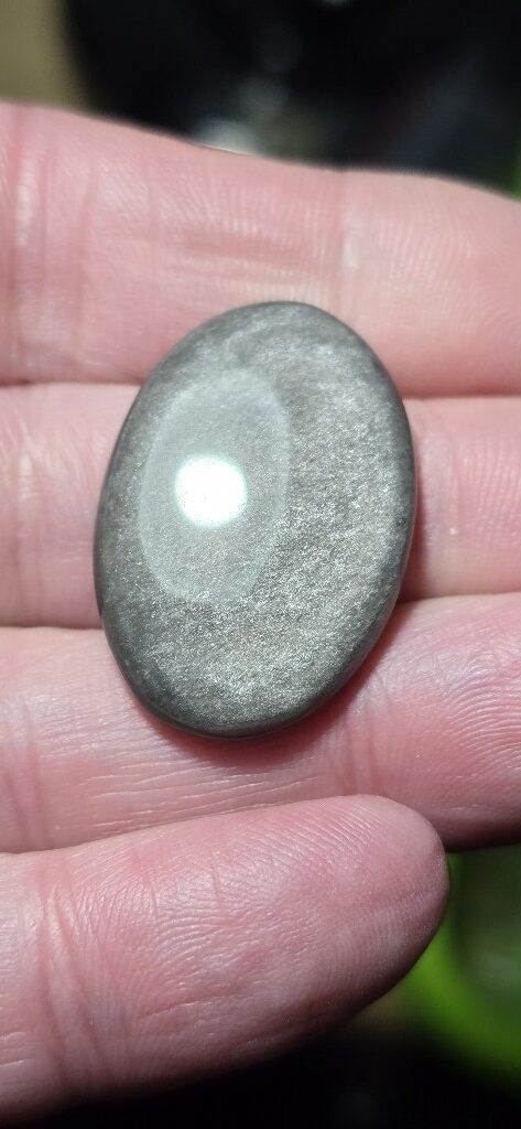 31x21mm silver sheen obsidian cabochon