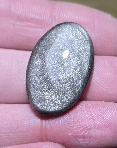31x20mm silver sheen obsidian cabochon