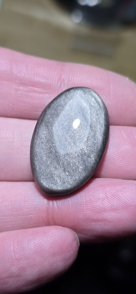 31x20mm silver sheen obsidian cabochon