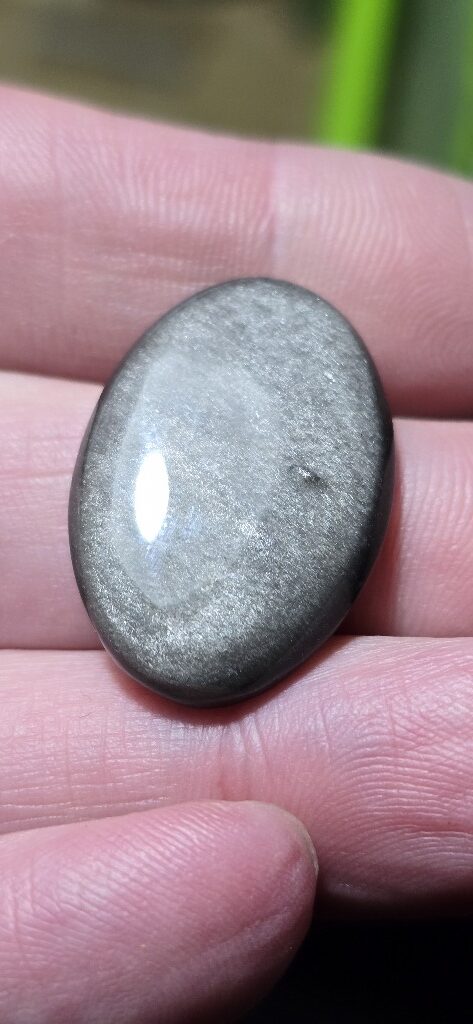 29x20mm silver sheen obsidian cabochon