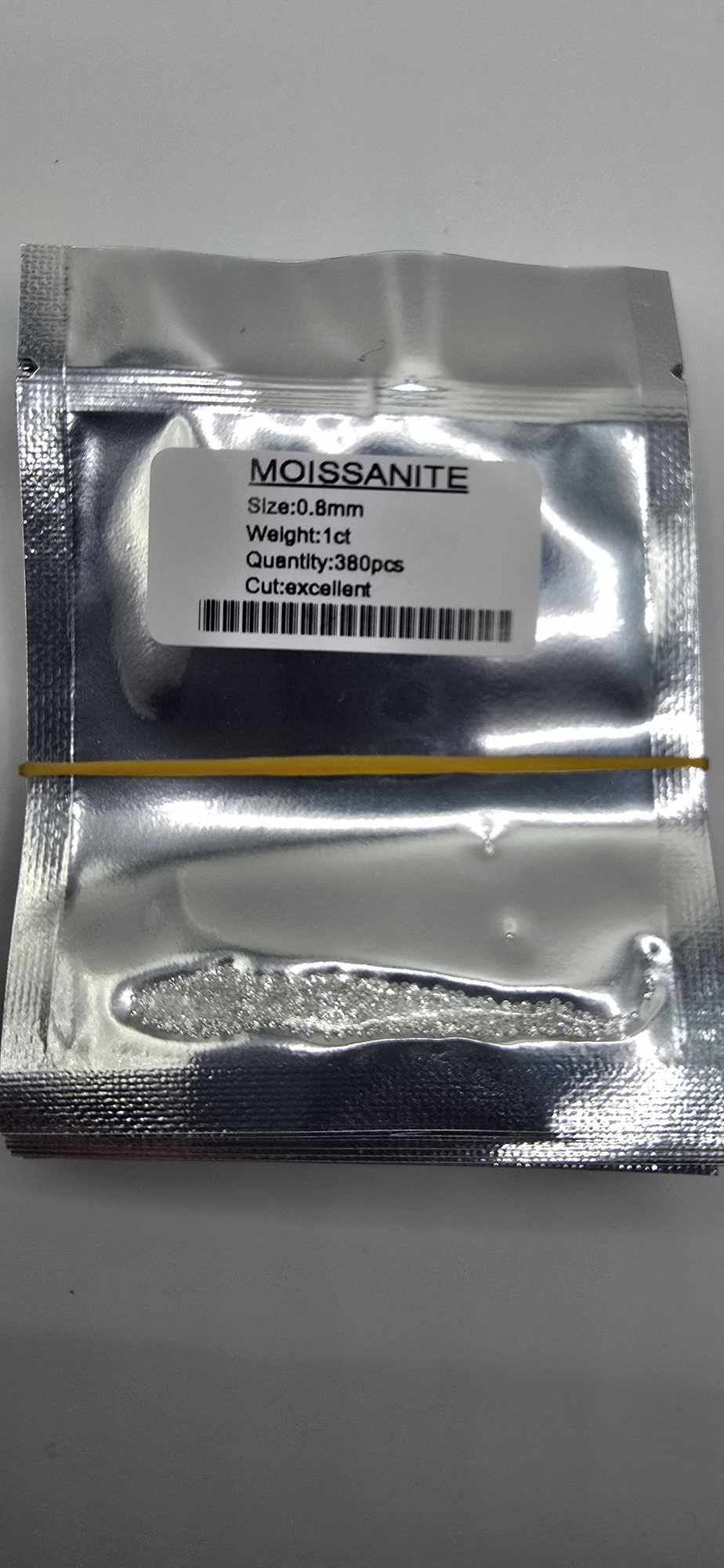 1ct parcel of 0.8mm bright white moissanite melee facets