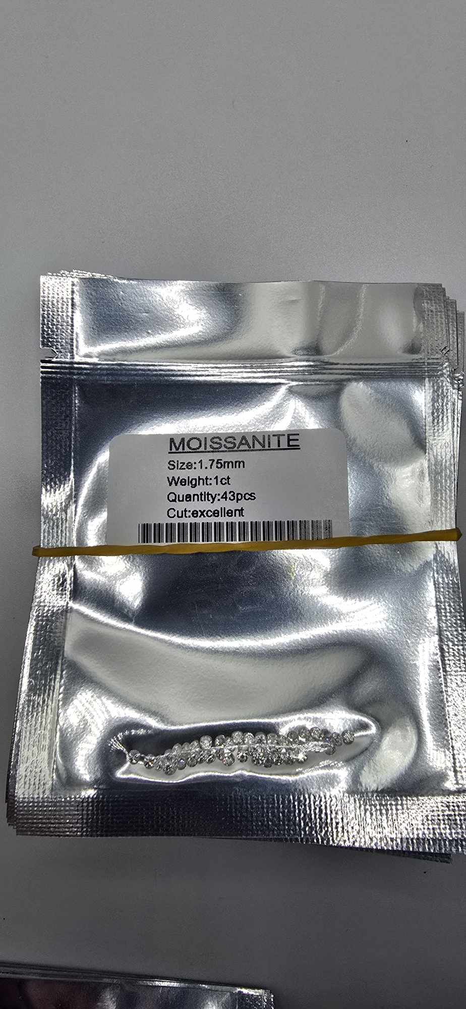 1ct parcel of 1.75mm bright white moissanite melee facets