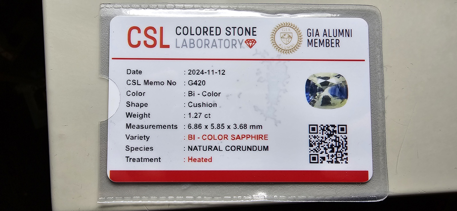 6.86x5.83x3.68mm cushion bicolour sapphire facet - Image 2