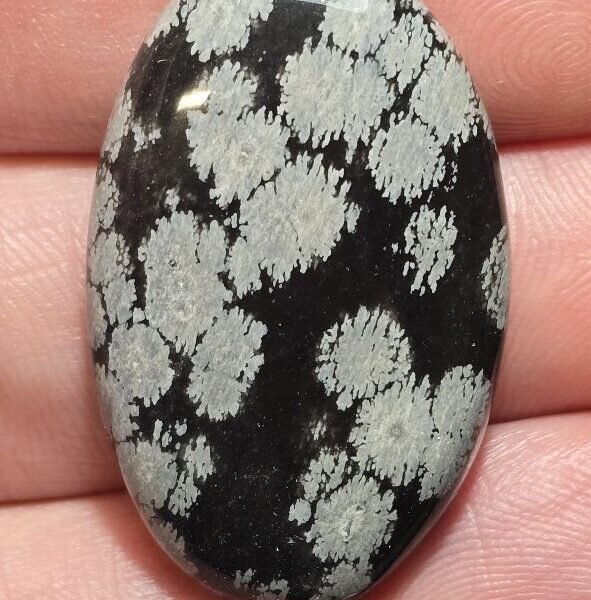 36x22mm snowflake obsidian cabochon