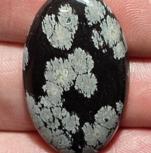 36x22mm snowflake obsidian cabochon