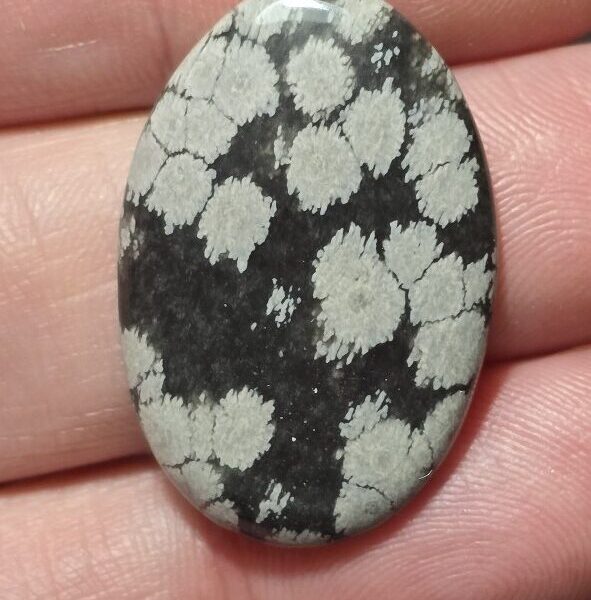 31x21mm snowflake obsidian cabochon