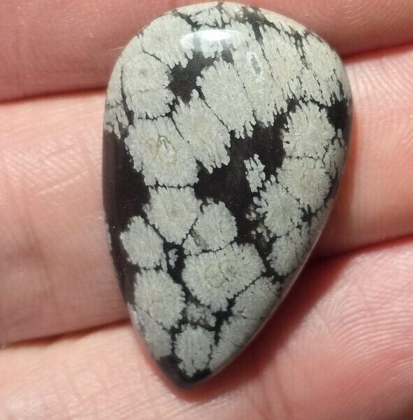 33x21mm snowflake obsidian cabochon