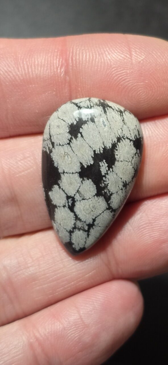 33x21mm snowflake obsidian cabochon