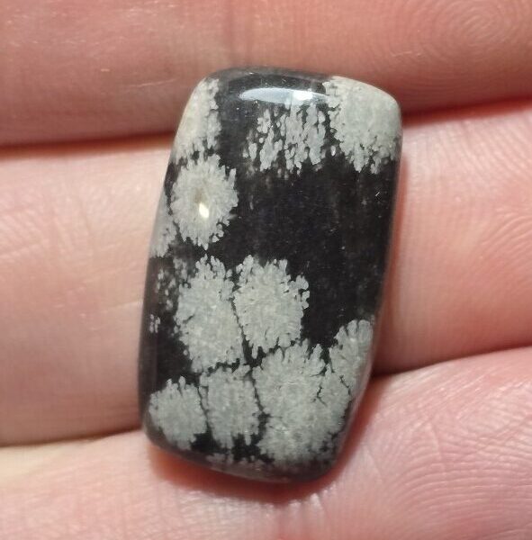 25x14mm snowflake obsidian cabochon