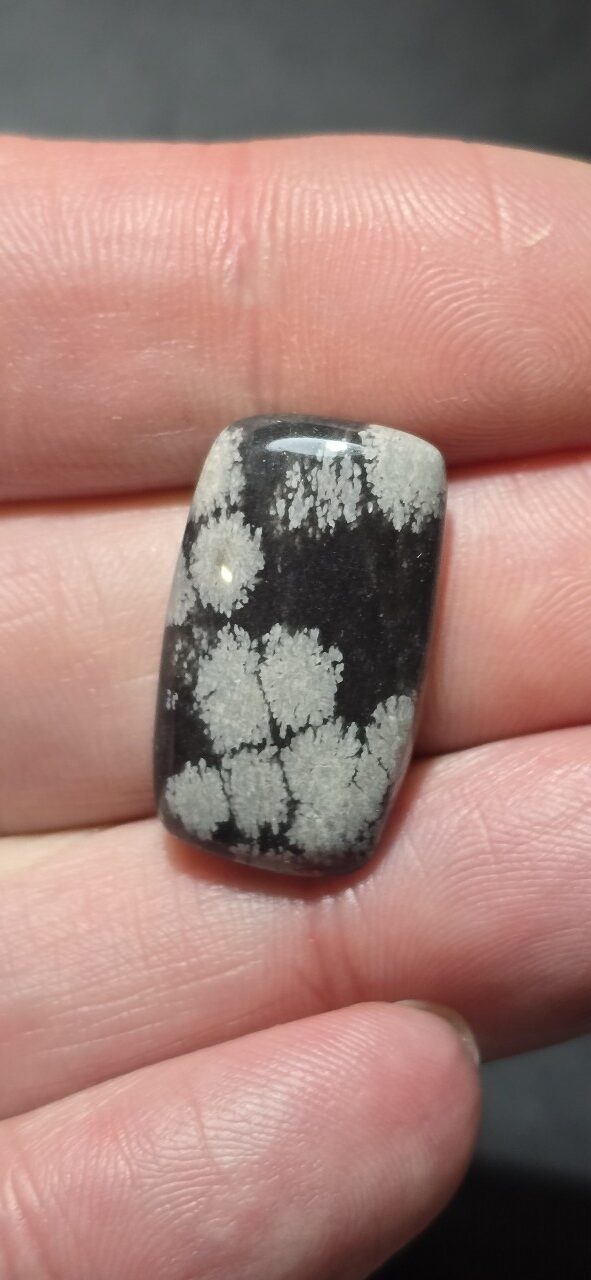 25x14mm snowflake obsidian cabochon