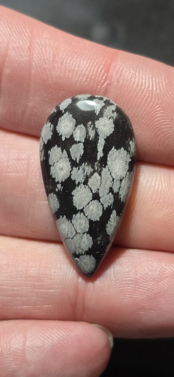 33x17mm snowflake obsidian cabochon