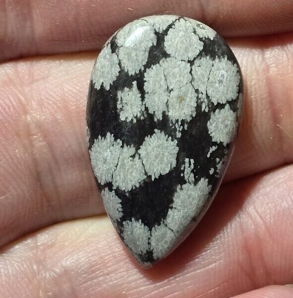 29x18mm snowflake obsidian cabochon