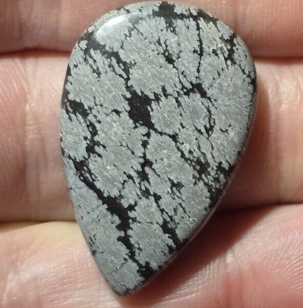 33x21mm snowflake obsidian cabochon