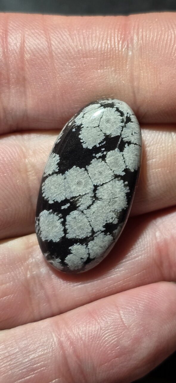33x17mm snowflake obsidian cabochon