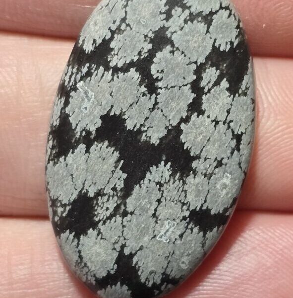 35x21mm snowflake obsidian cabochon