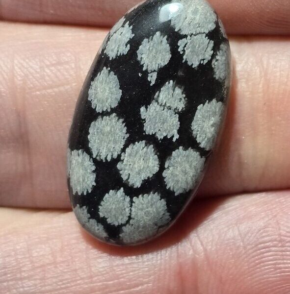 27x15mm snowflake obsidian cabochon