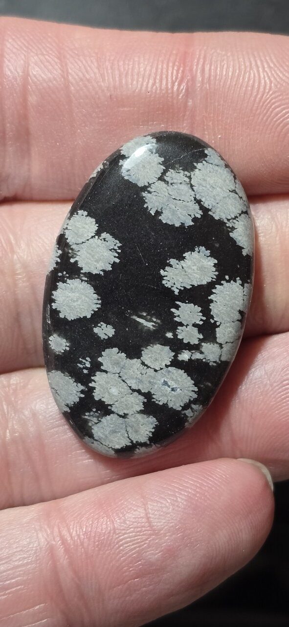 38x23mm snowflake obsidian cabochon