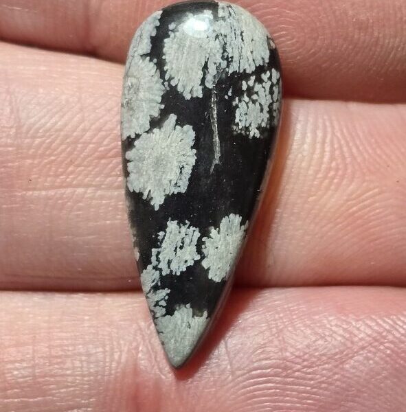 26x11mm snowflake obsidian cabochon