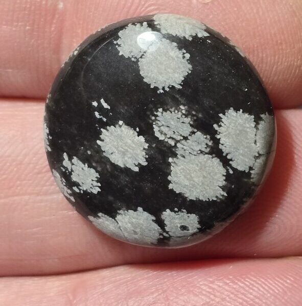 23mm round snowflake obsidian cabochon