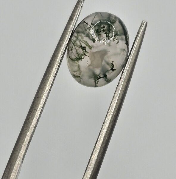 9x7mm oval moss agate cabochon, high quality