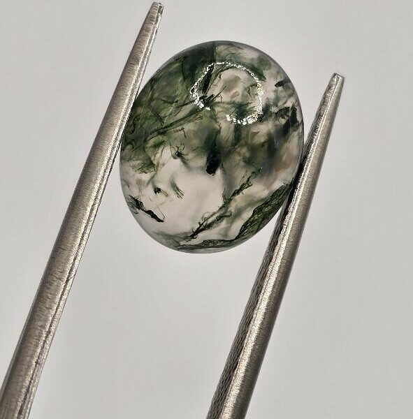 11x9mm oval moss agate cabochon, high quality