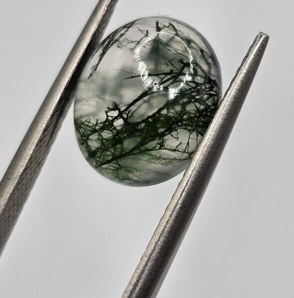 11x9mm oval moss agate cabochon, high quality