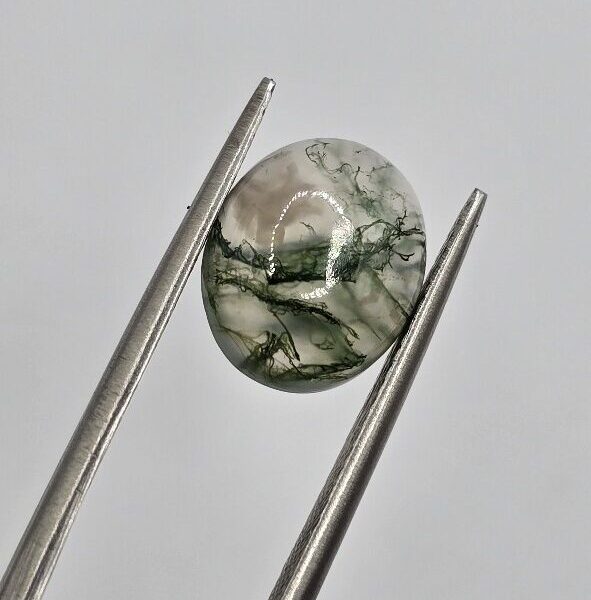 11x9mm oval moss agate cabochon, high quality