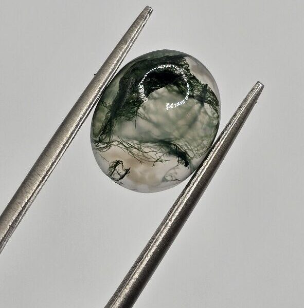 11x9mm oval moss agate cabochon, high quality
