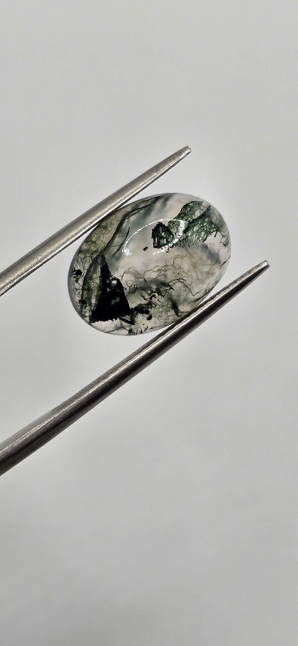 14x10mm oval moss agate cabochon, high quality