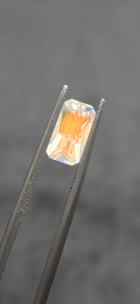 9.79x5.29x5.13mm gem-grade rainbow moonstone facet