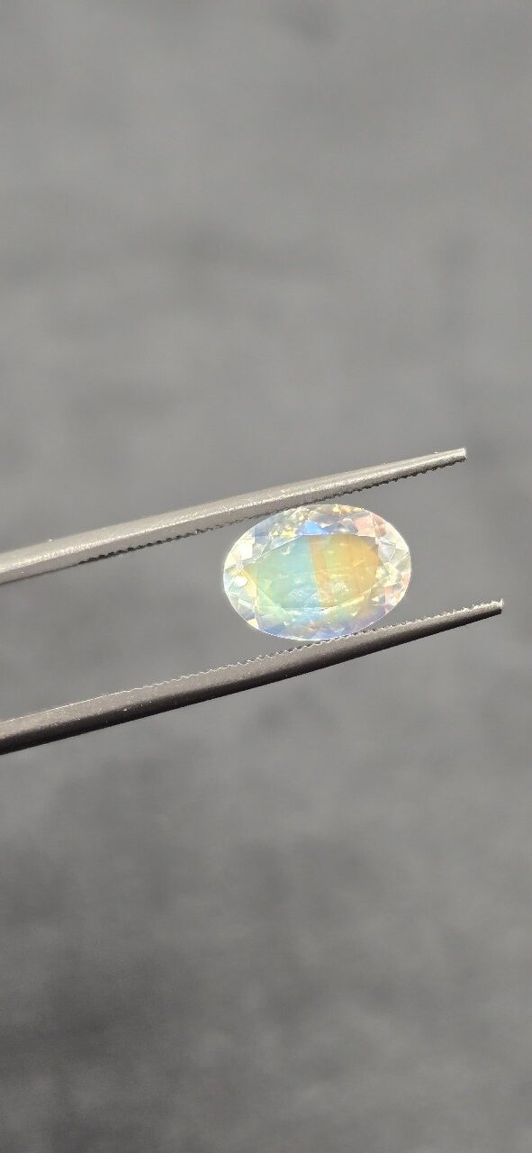 10.44x7.53x4.12mm gem-grade rainbow moonstone facet