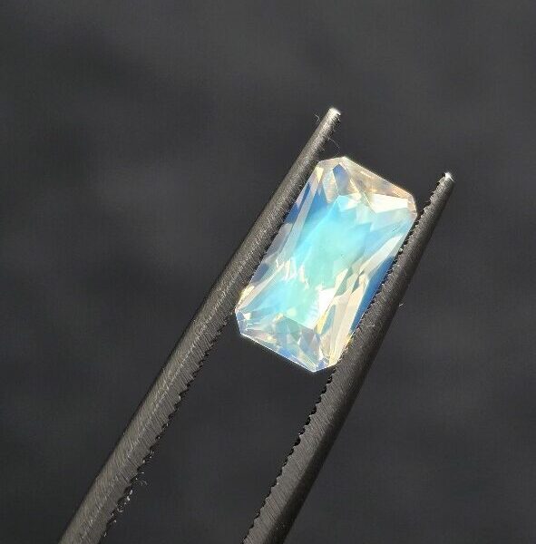 9.68x5.43x5.79mm gem-grade rainbow moonstone facet