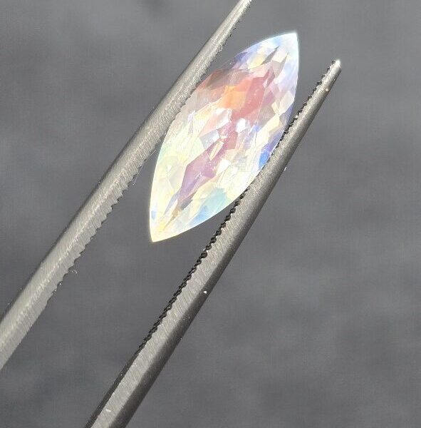 15.78x6.11x4.55mm gem-grade rainbow moonstone facet