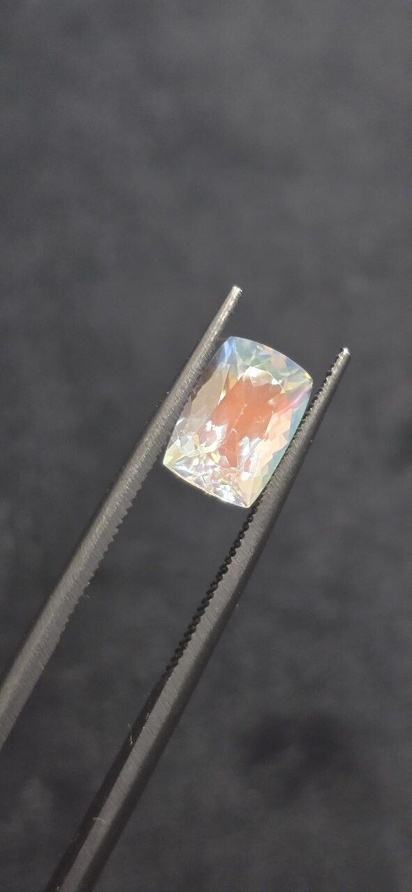 9.09x6.33x4.98mm gem-grade rainbow moonstone facet