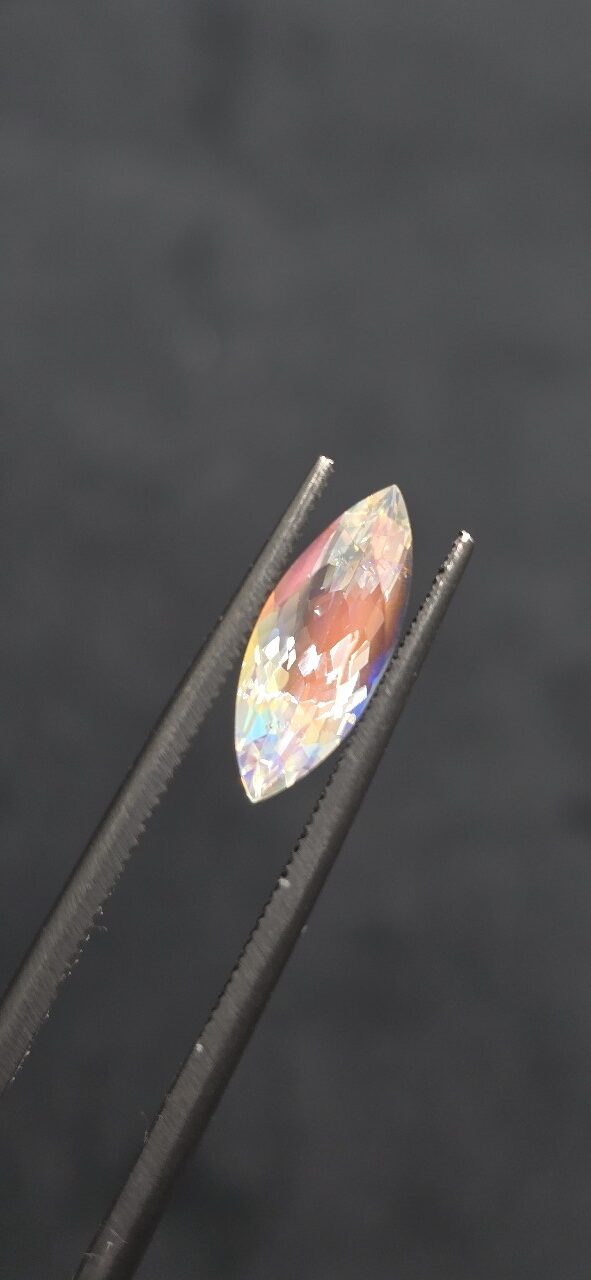13.25x5.18x5.15mm gem-grade rainbow moonstone facet