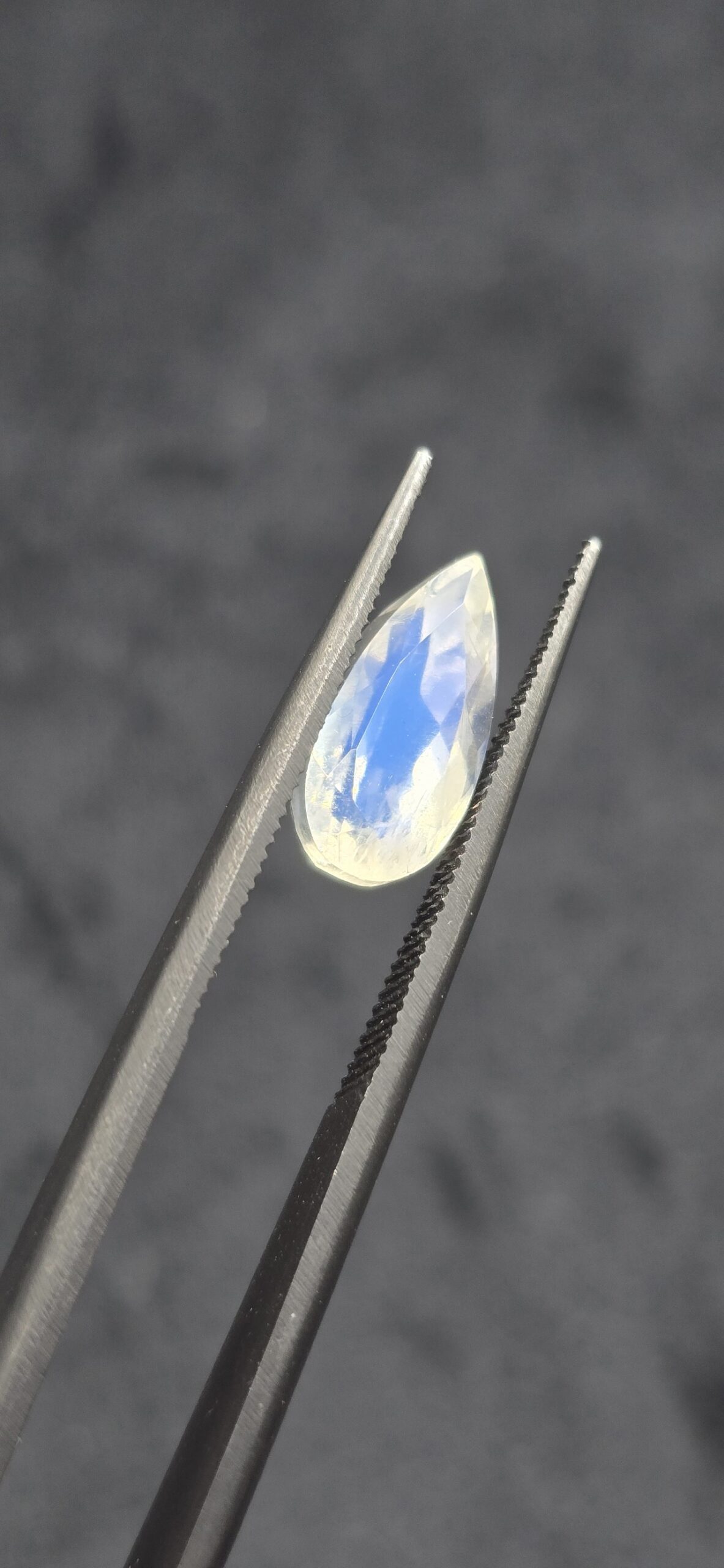 12.53x6.35x6.65mm gem-grade blue moonstone facet