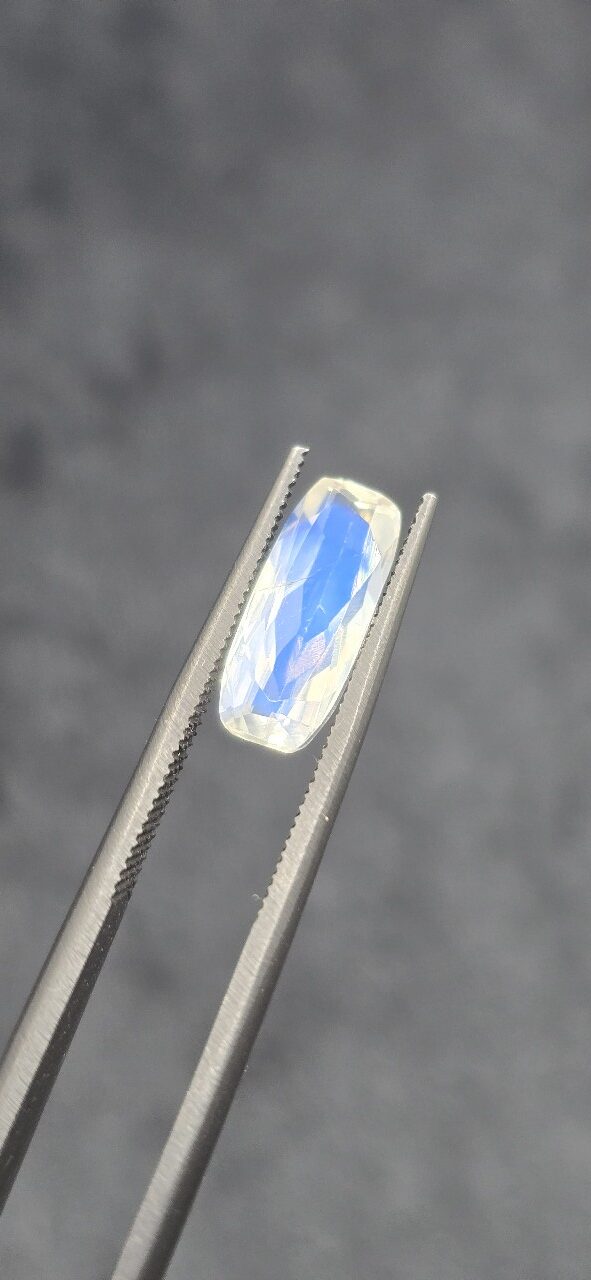 12.86x5.53x5.09mm gem-grade blue moonstone facet