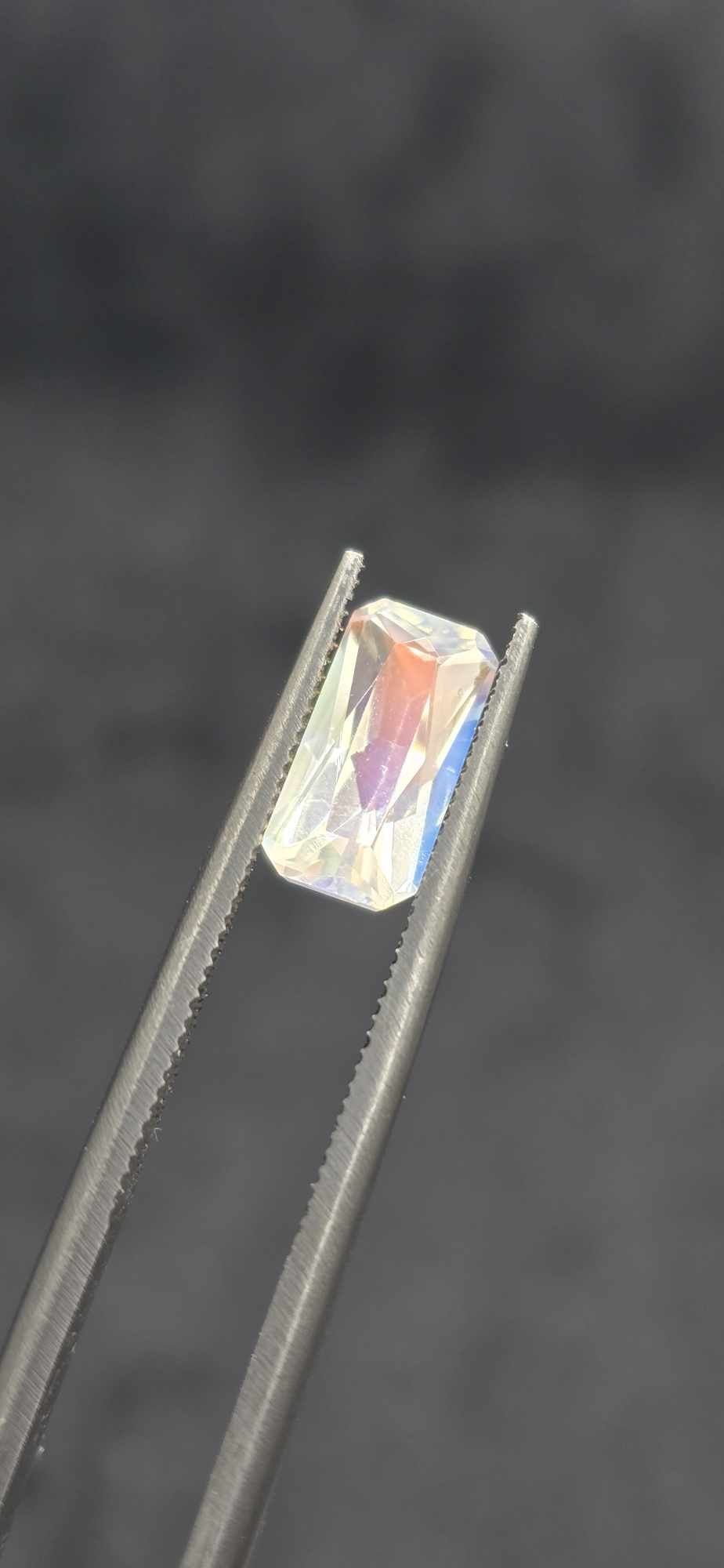 9.70x5.09x4.85mm gem-grade rainbow moonstone facet
