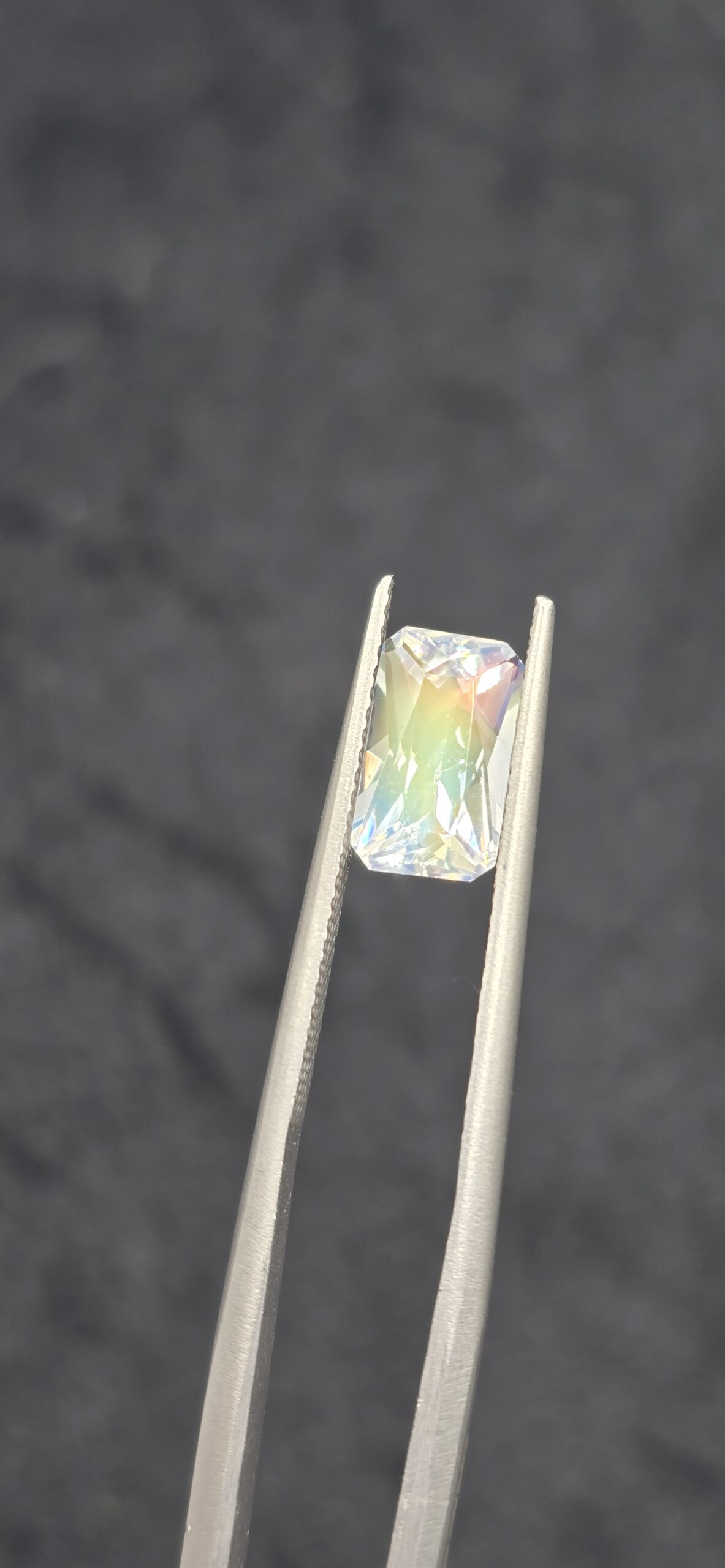 9.19x5.46x5.22mm gem-grade rainbow moonstone facet