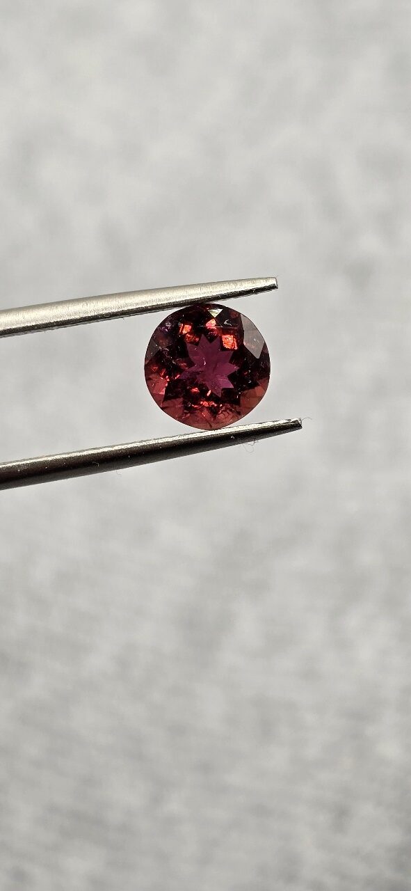6.85x6.73x4.22mm round Brazilian tourmaline facet