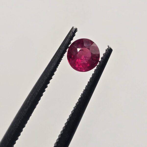 3.94x3.83x2.09mm Loose Round Mozambique Ruby Facet - Native Cut Stone for Custom Rings